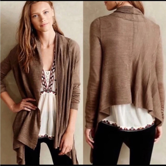 Anthropologie Moth Brown Far Channels Cardigan - Picture 1 of 6